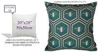 Emerald Bees Weather-Resistant Waterproof Outdoor Cushions for Patio Garden Sofa or Indoor Seating by OLIVIA ROCCO