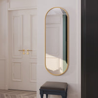 Emi Gold Metal Double Arched Oval Wall Mirror - 120cm x 40cm
