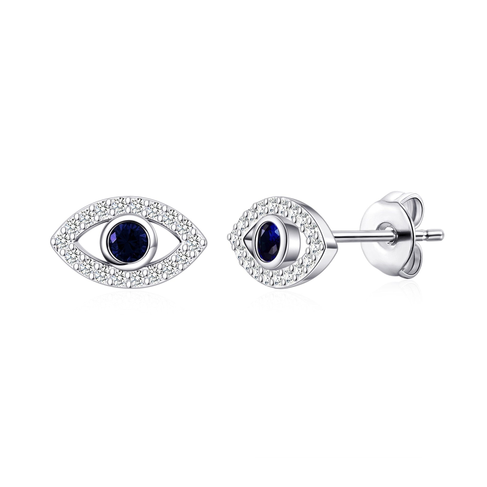 Evil Eye Earrings Created with Zircondia® Crystals