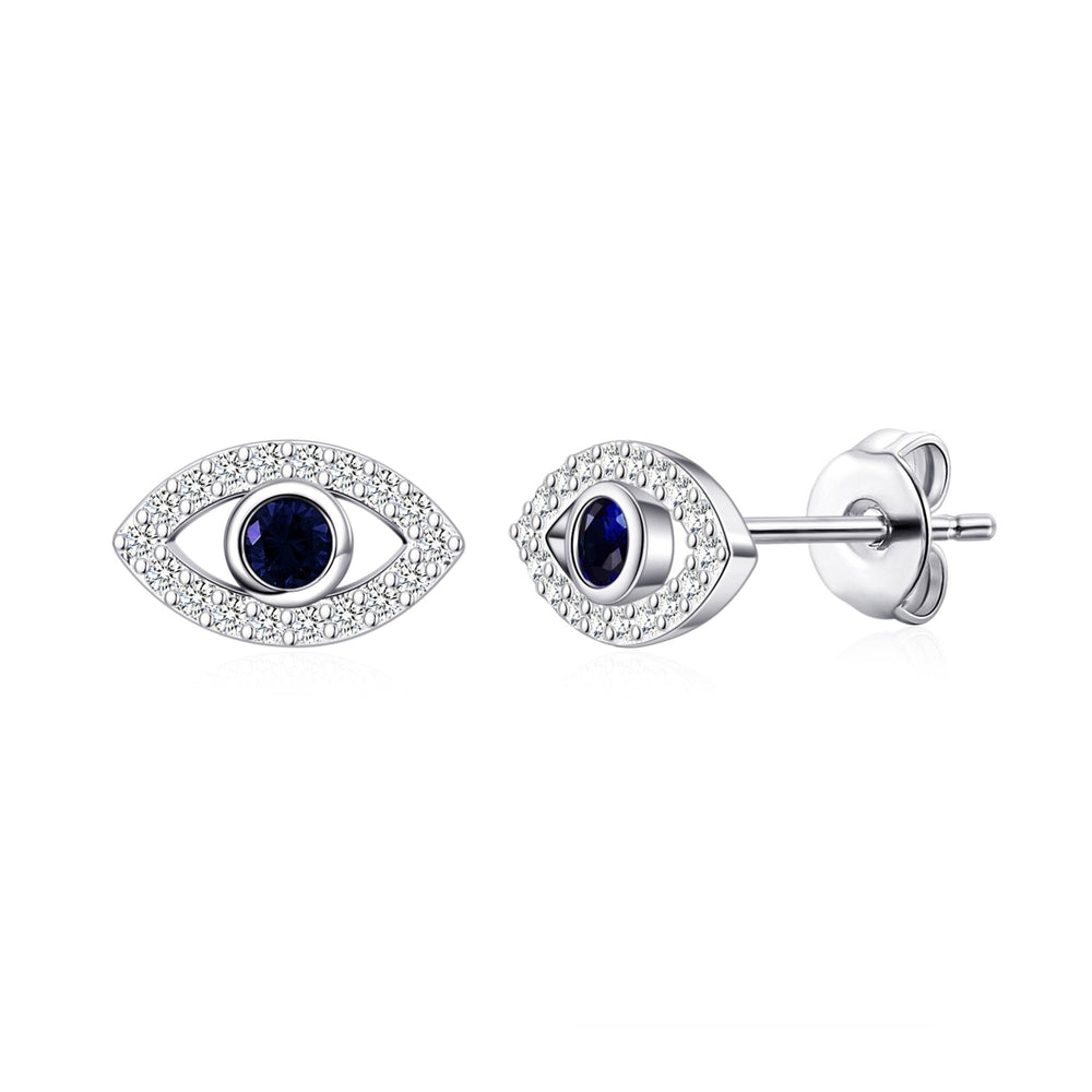 Evil Eye Earrings Created with Zircondia® Crystals