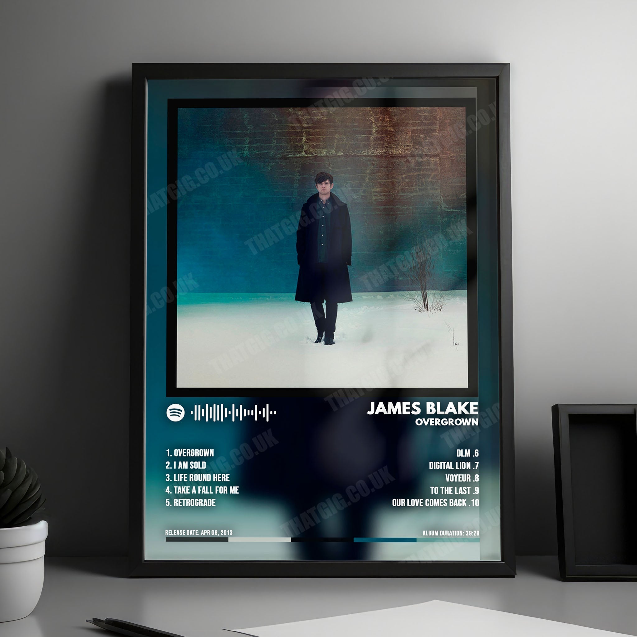 James Blake "Overgrown" Album Cover Poster - with Complete Tracklist