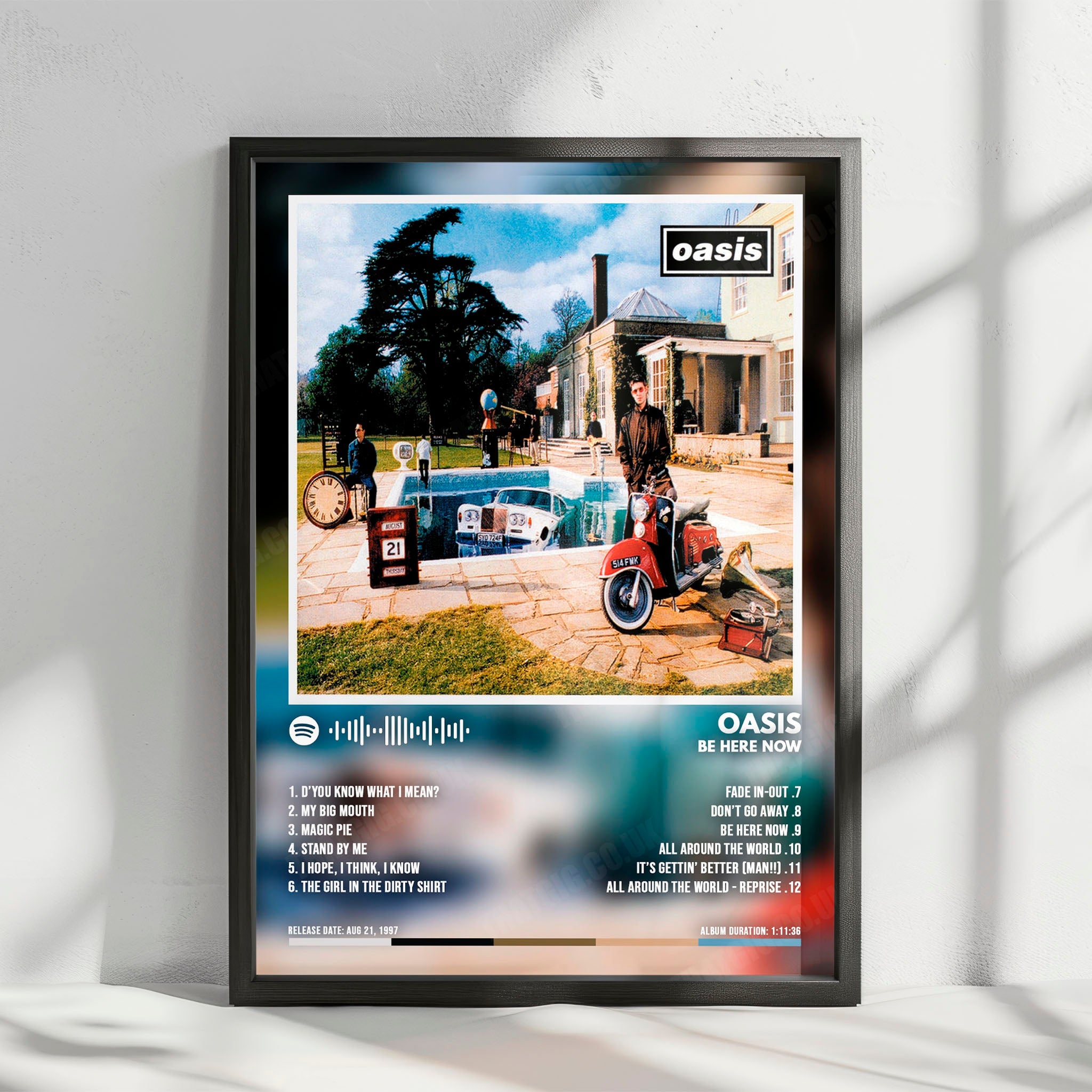 Oasis "Be Here Now" Album Cover Poster - with Complete Tracklist