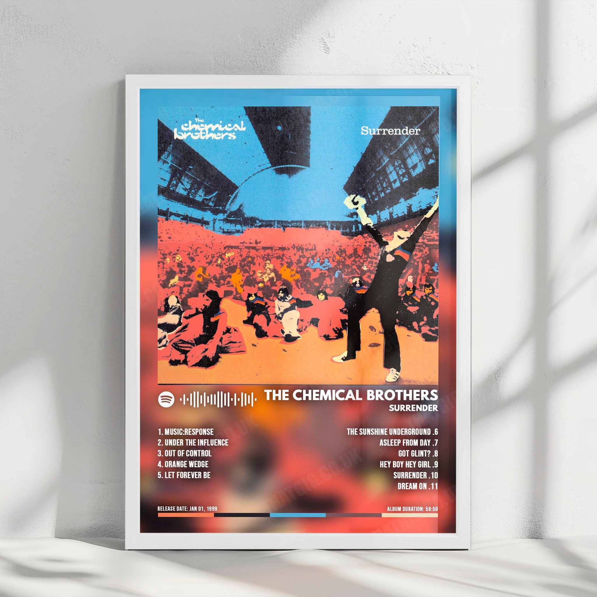 The Chemical Brothers "Surrender" Album Cover Poster - with Complete Tracklist