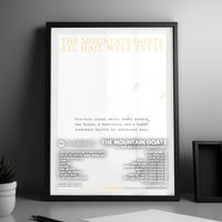 Mountain Goats "All Hail West Texas" Album Cover Poster - with Complete Tracklist