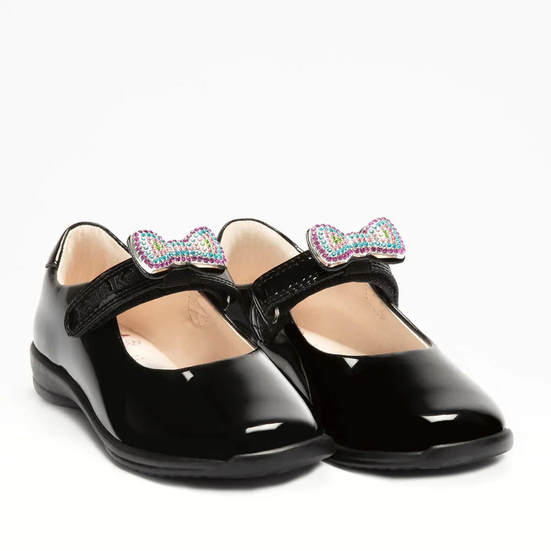 Lelli Kelly Erin 2 Bow Black Patent School Shoes  Girls Removable Bows