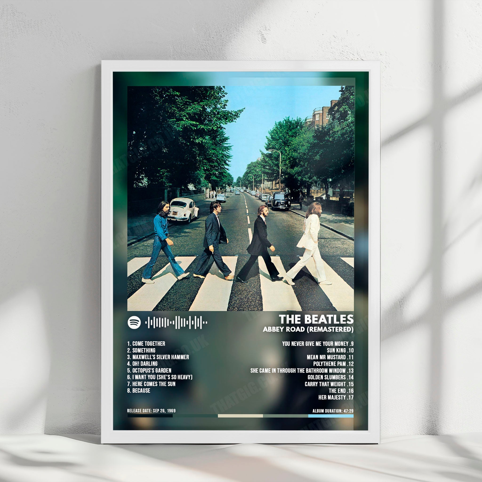 The Beatles "Abbey Road" Album Cover Poster - with Complete Tracklist