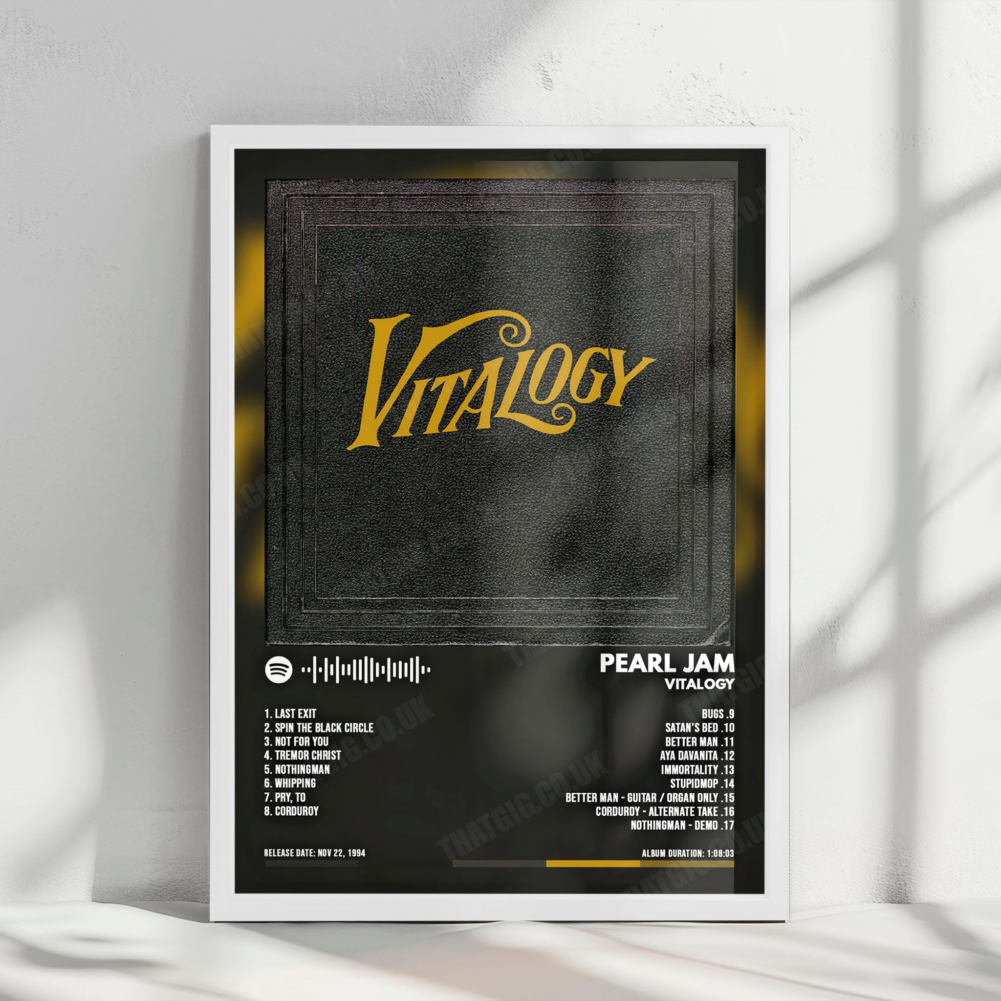Pearl Jam "Vitalogy" Album Cover Poster - with Complete Tracklist