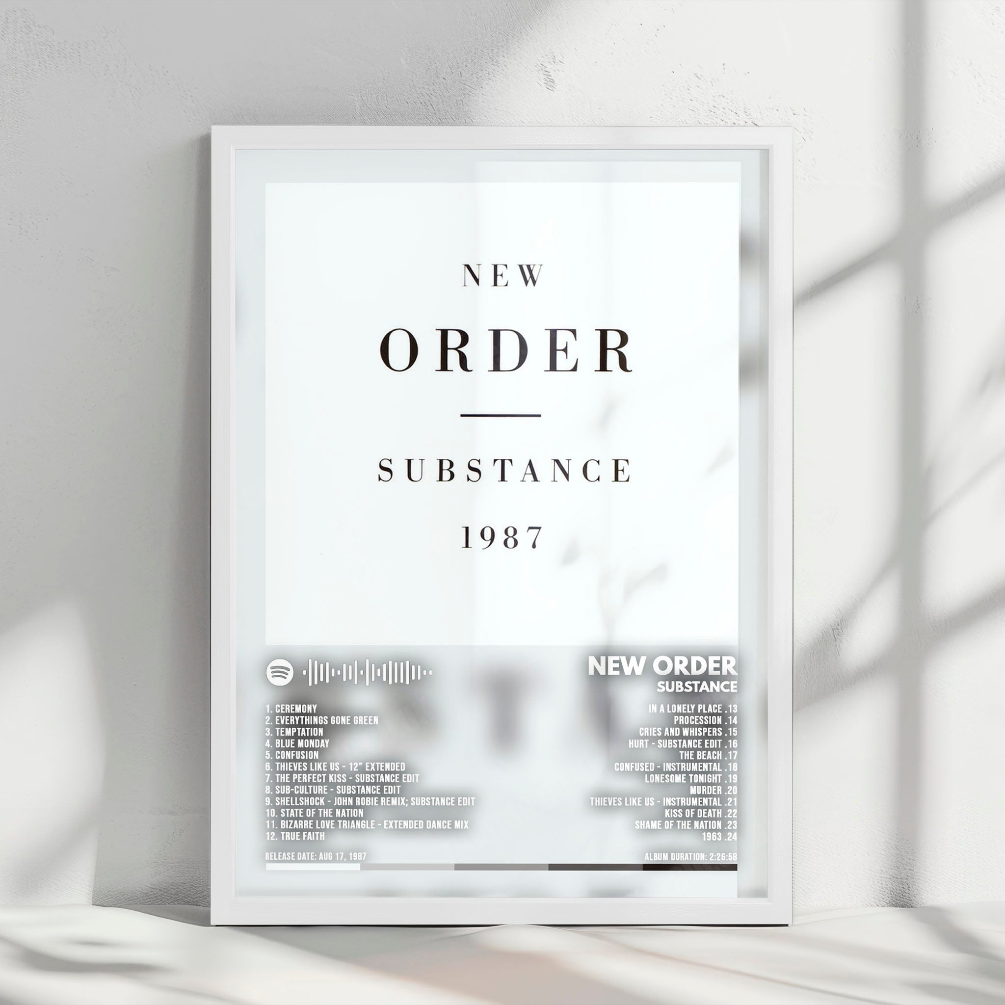 New Order "Substance" Album Cover Poster - with Complete Tracklist