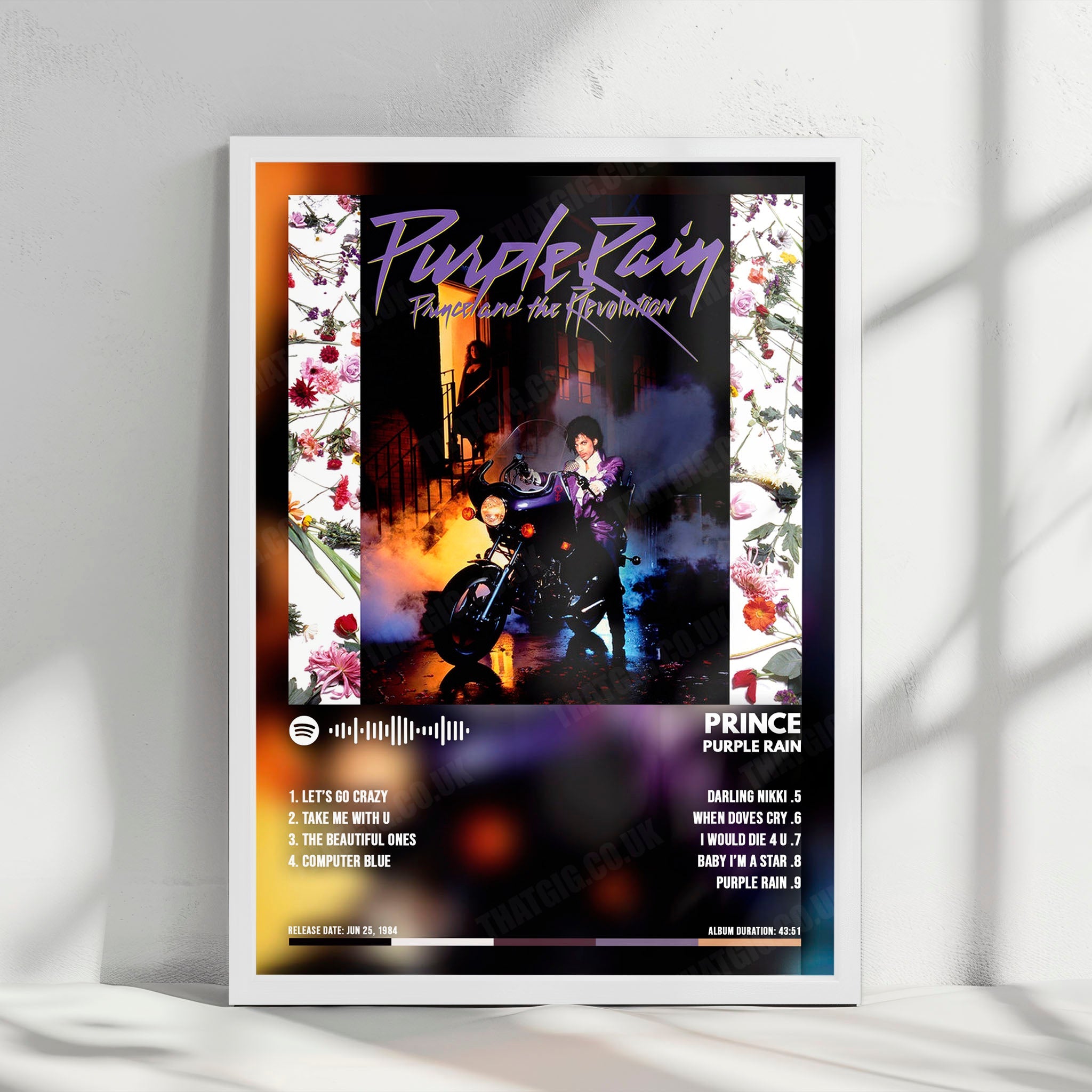 Prince "Purple Rain  " Album Cover Poster - with Complete Tracklist