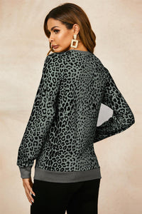 Olive Green Top In Black Animal Print