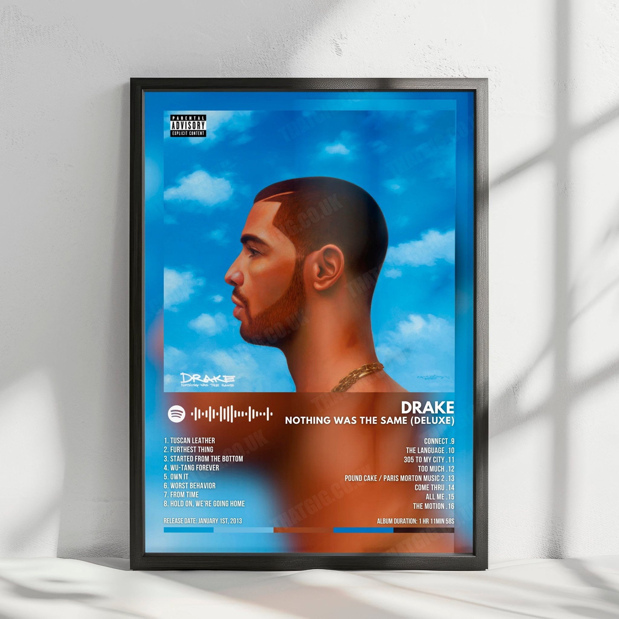 Drake "Nothing Was The Same (Deluxe)" Album Cover Poster - with Complete Tracklist