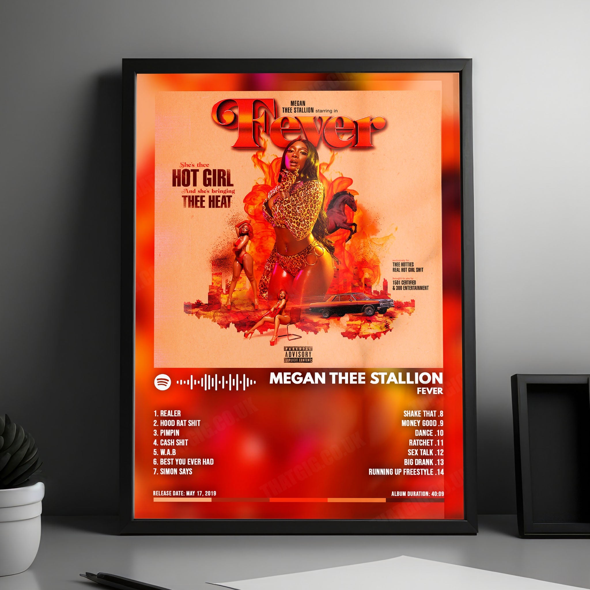 Megan Thee Stallion "Fever" Album Cover Poster - with Complete Tracklist