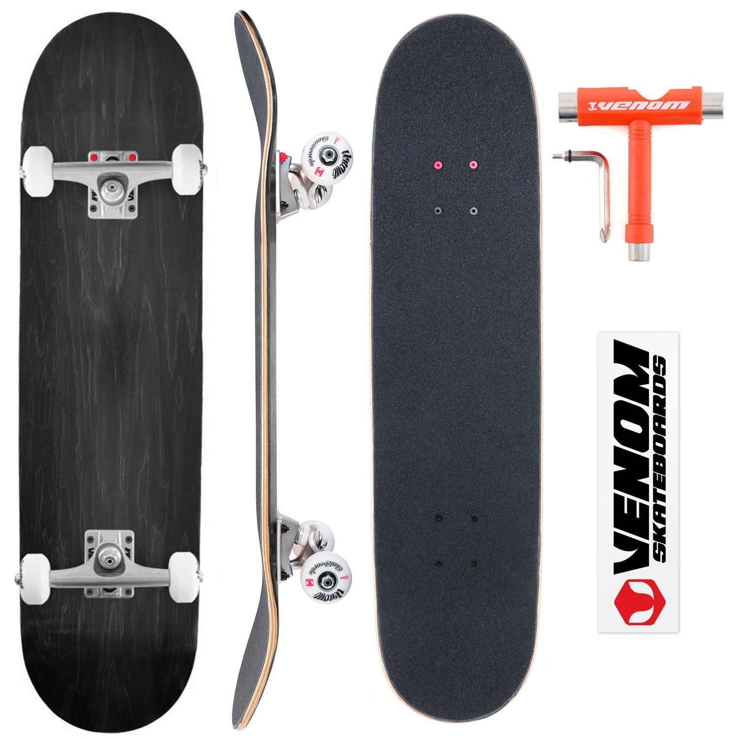 Venom Core Complete Built Skateboard - Black/Raw - 8.125