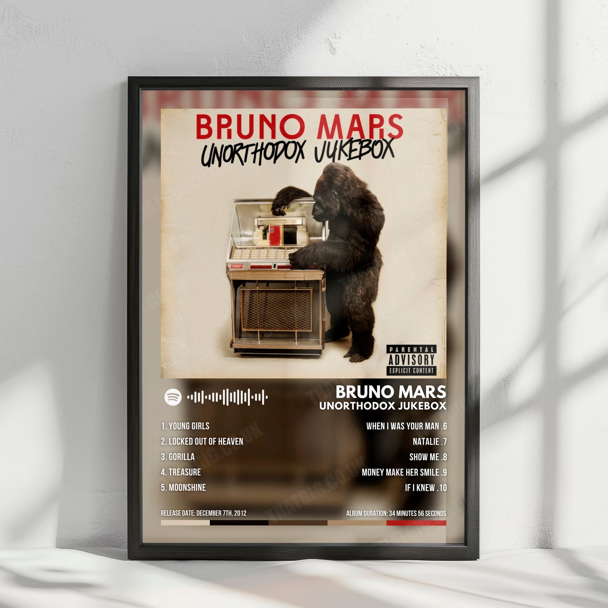 Bruno Mars "Unorthodox Jukebox" Album Cover Poster - with Complete Tracklist