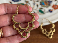 Antique Gold Crescent Layered  Hoops - Boho Earrings