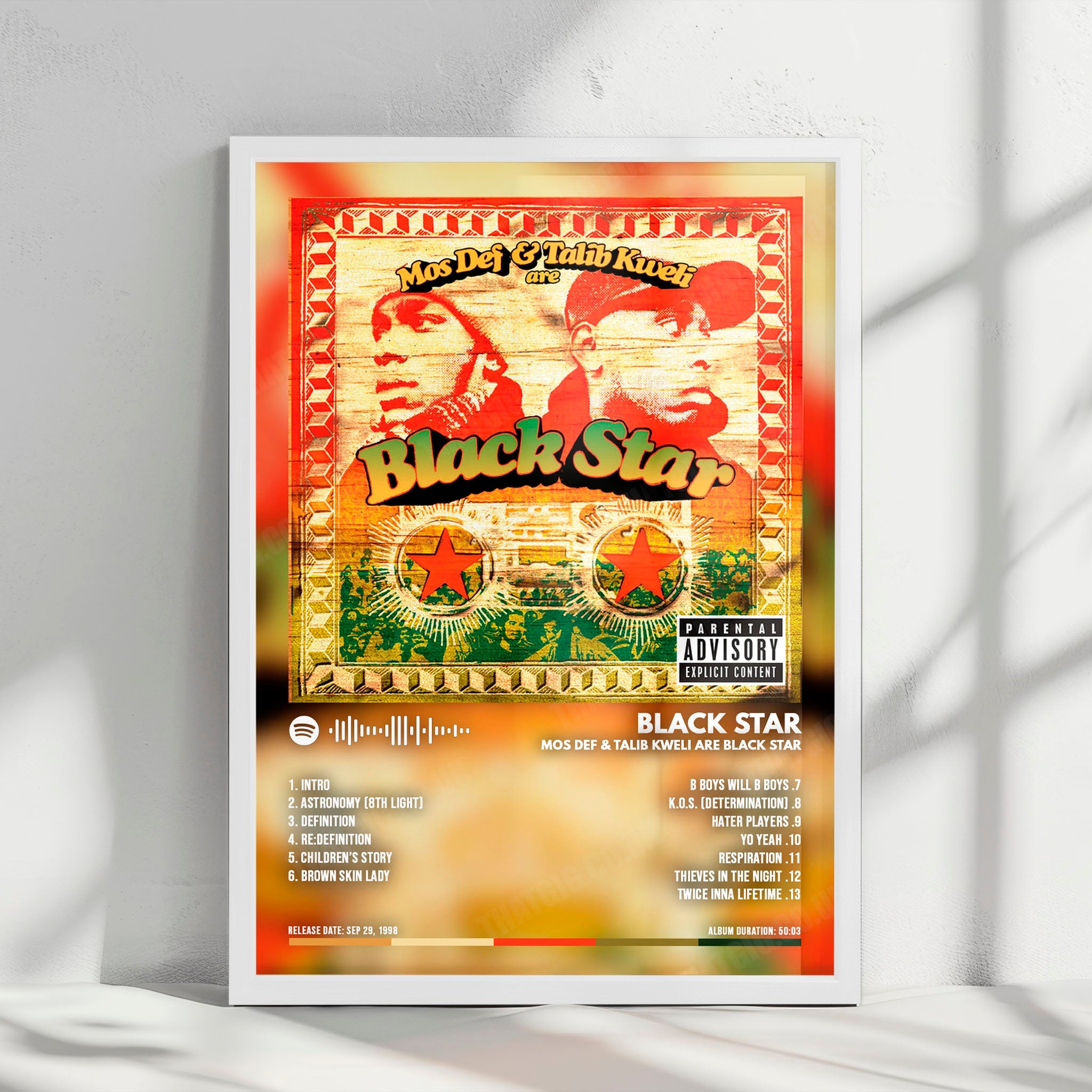 Black Star "Mos Def & Talib Kweli Are Black Star" Album Cover Poster - with Complete Tracklist