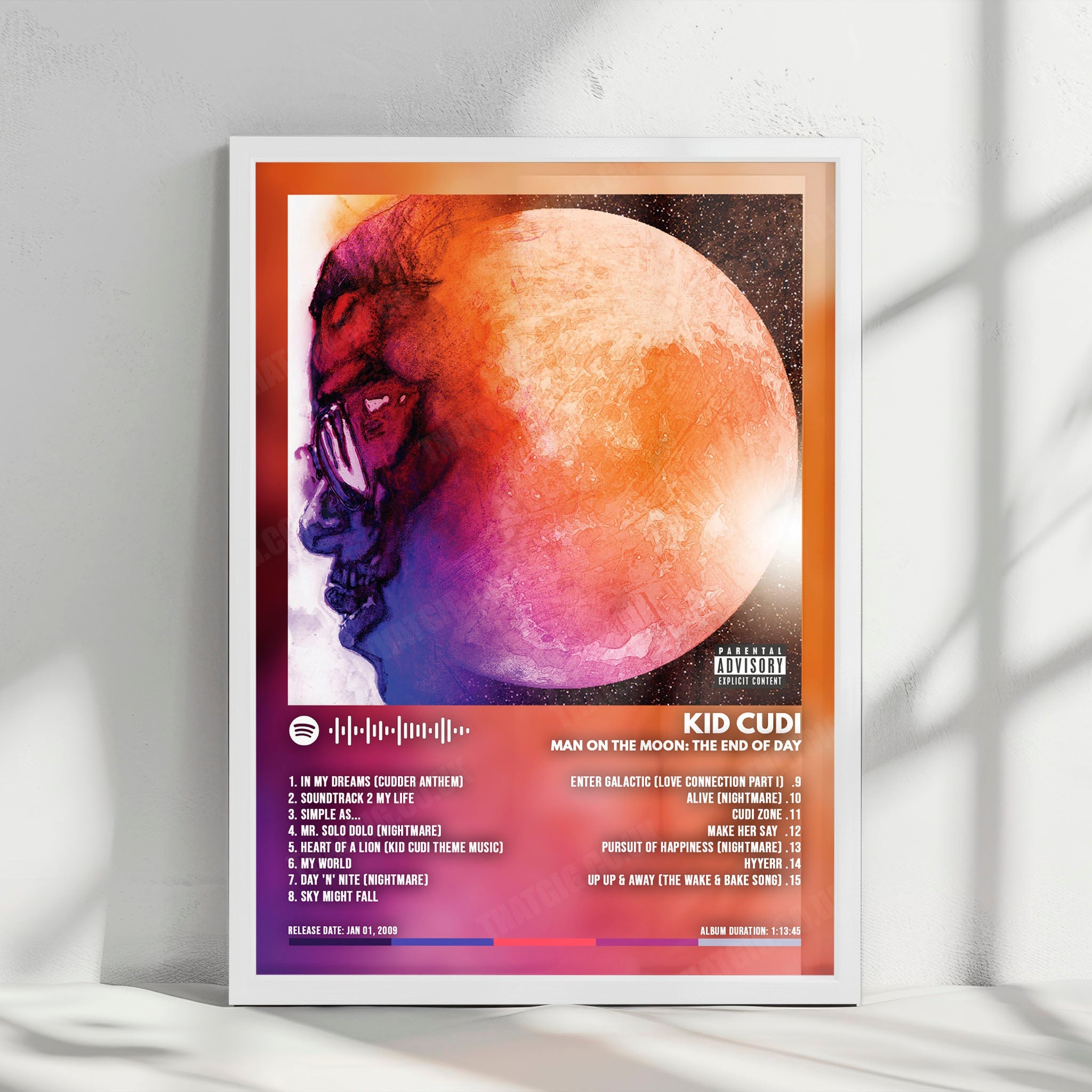 Kid Cudi "Man on the Moon" Album Cover Poster - with Complete Tracklist