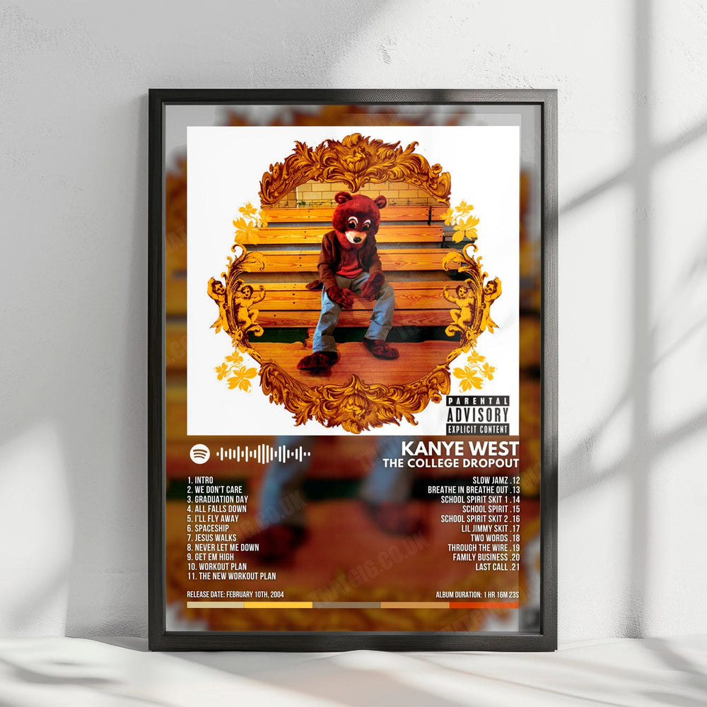 Kanye West "The College Dropout" Album Cover Poster - with Complete Tracklist