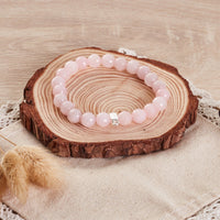 Faceted Rose Quartz Gemstone Charm Stretch Bracelet