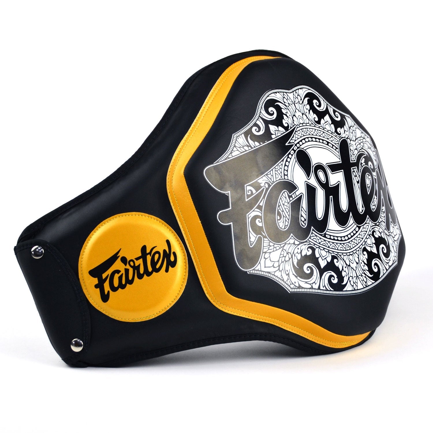 Fairtex Muay Thai Boxing Microfiber Belly Pad Black-Black-Gold