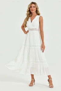 Lace Detail Maxi Dress In White