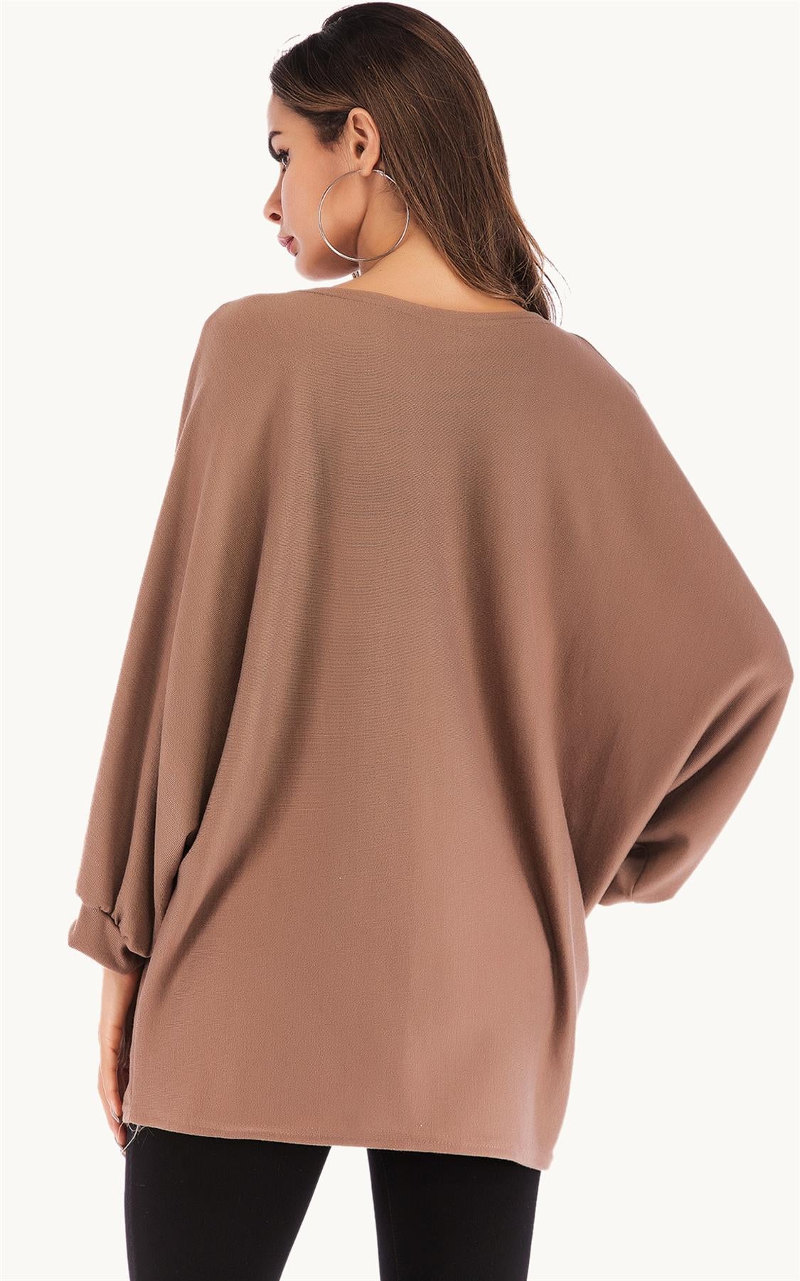 Oversized Jersey Long Sleeve Top In Brown