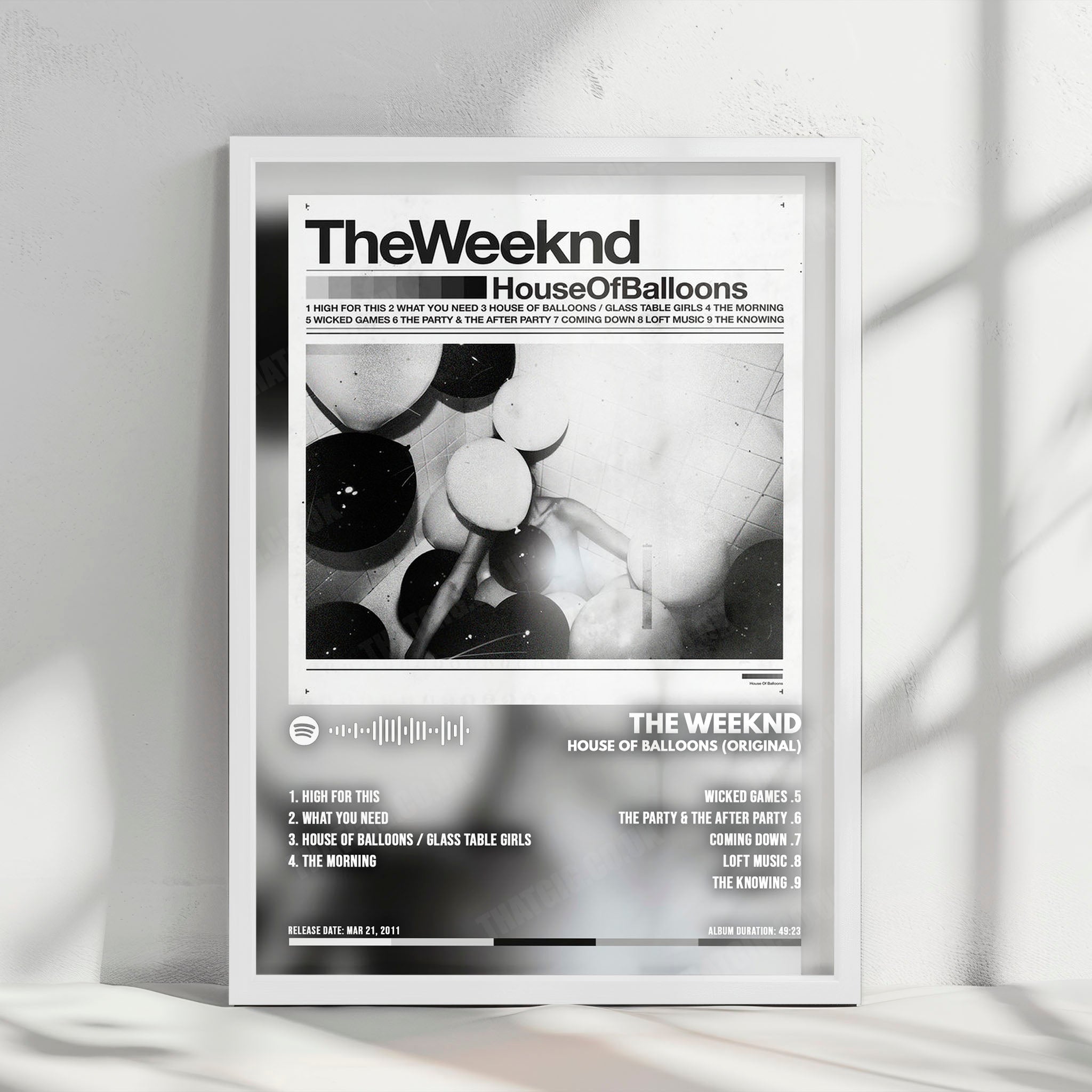 The Weeknd "House of Balloons" Album Cover Poster - with Complete Tracklist