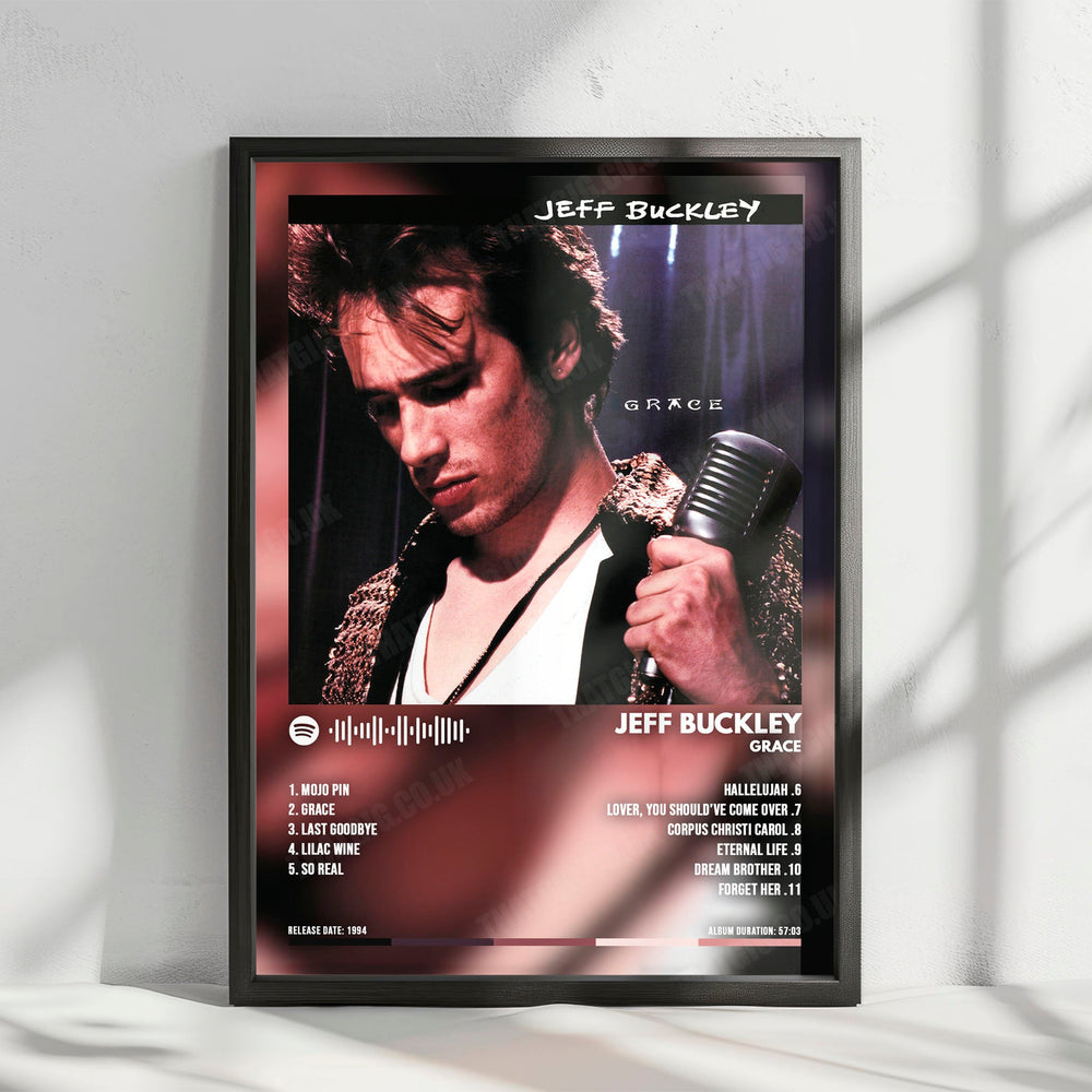 Jeff Buckley "Grace" Album Cover Poster - with Complete Tracklist