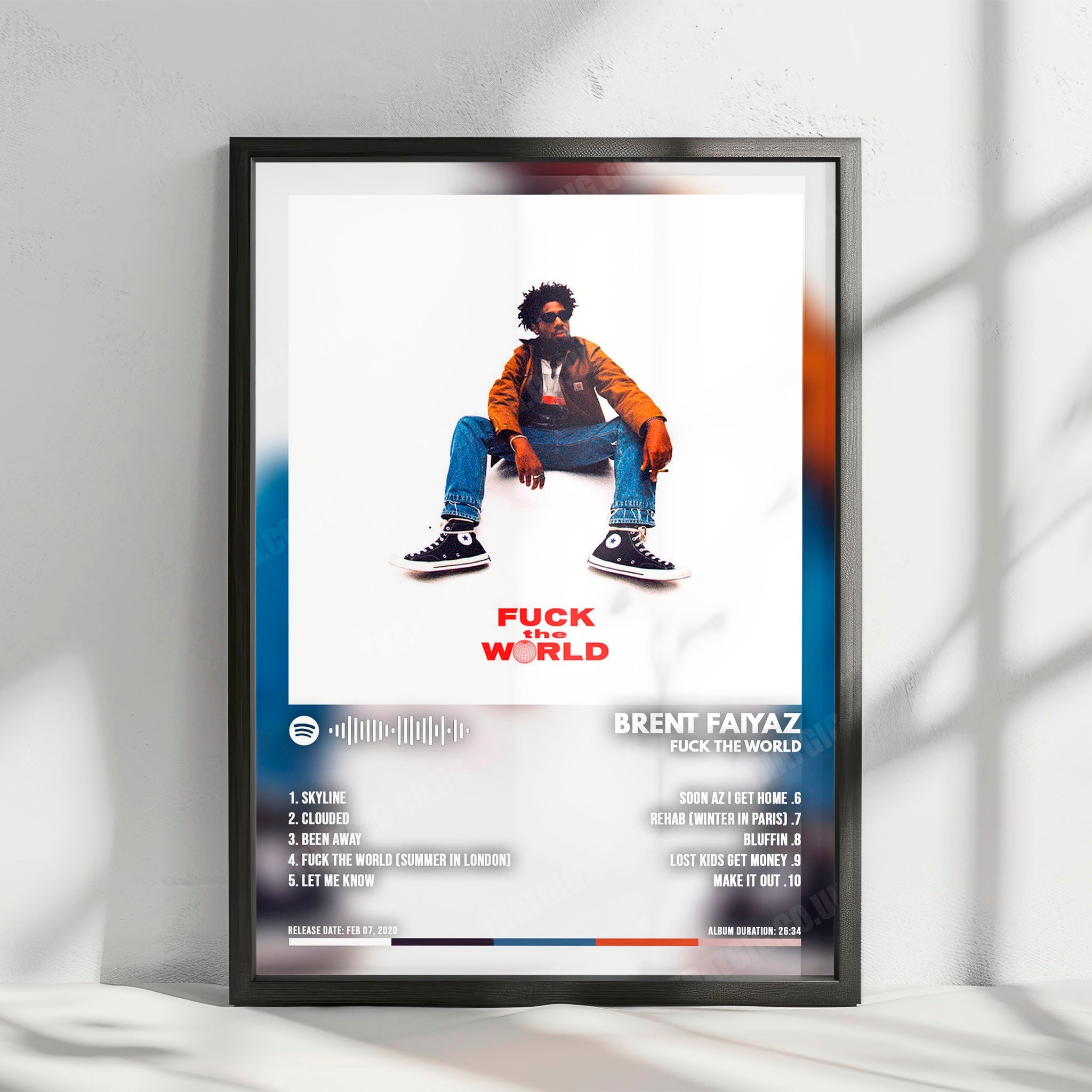 Brent Faiyaz "Fuck the World" Album Cover Poster - with Complete Tracklist