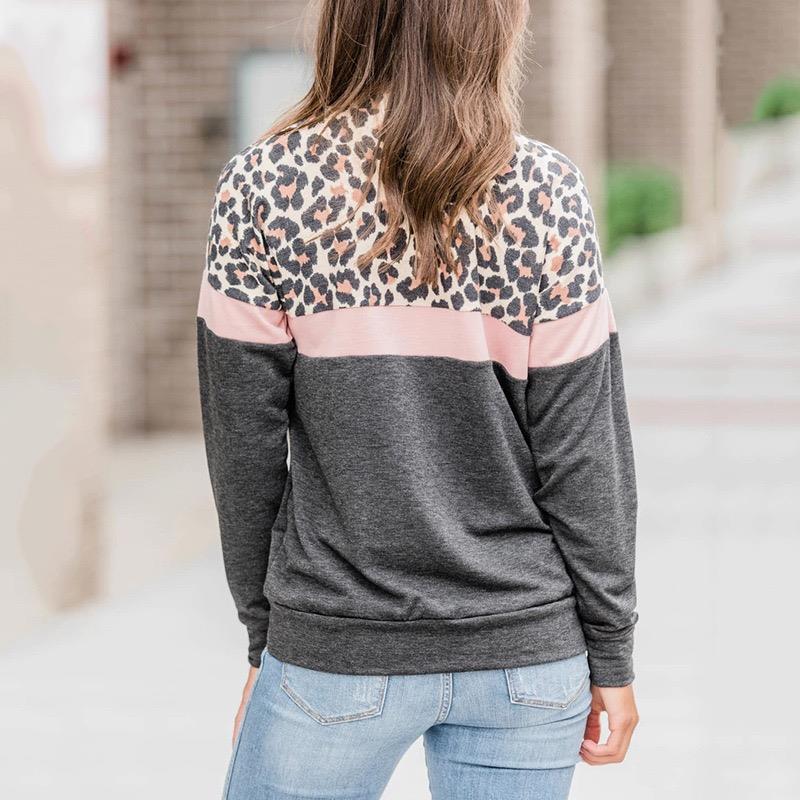 Animal Print With Charcoal Grey & Pink Striped Black Top