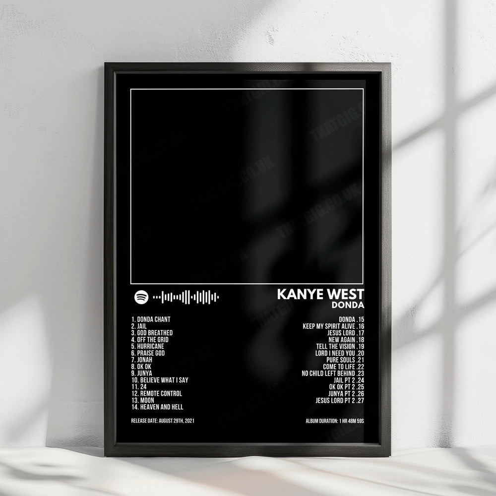 Kanye West "Donda" Album Cover Poster - with Complete Tracklist