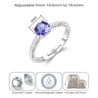 February (Amethyst) Adjustable Birthstone Ring Created with Zircondia® Crystals