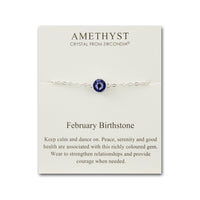 February (Amethyst) Birthstone Anklet Created with Zircondia® Crystals