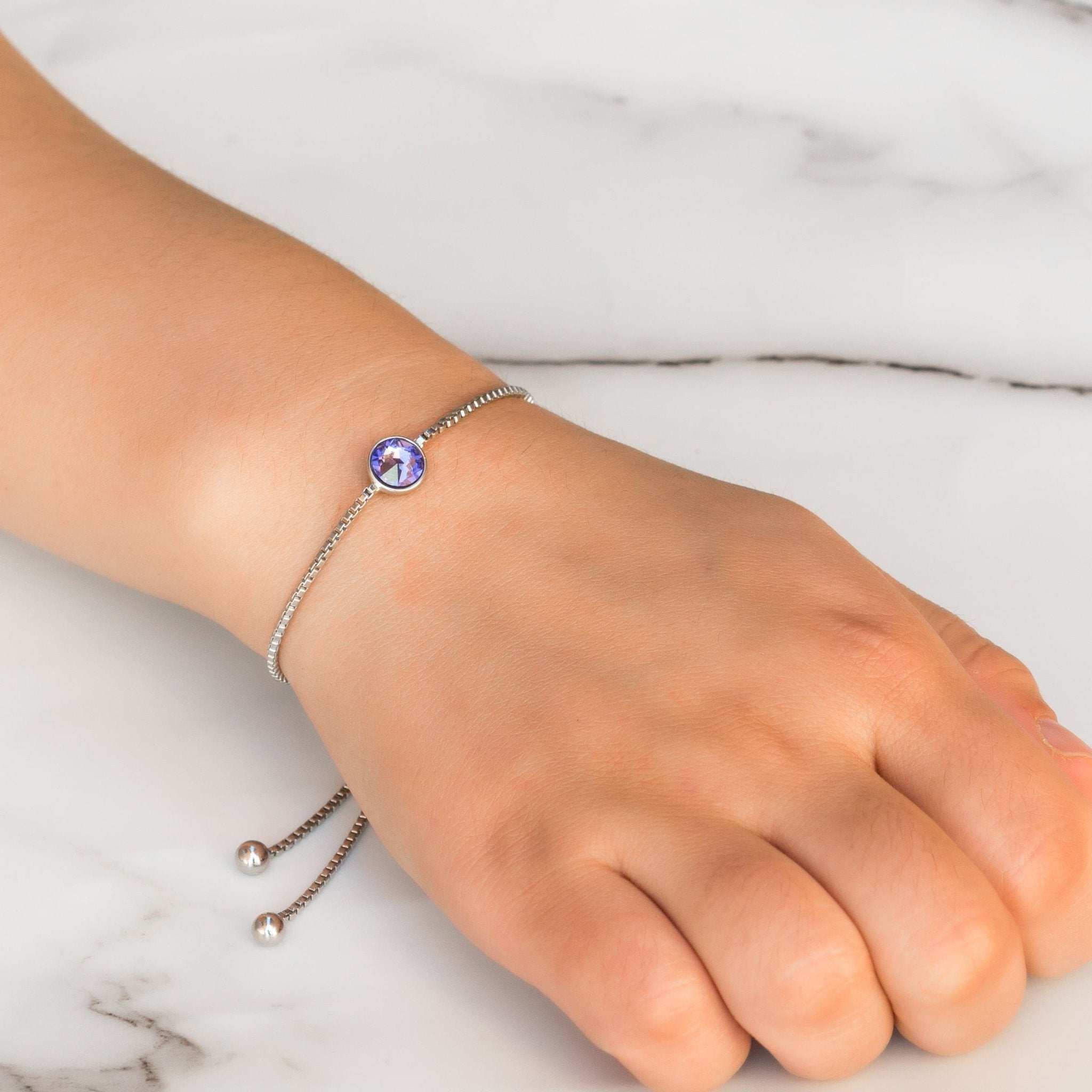 February (Amethyst) Birthstone Bracelet Created with Zircondia® Crystals
