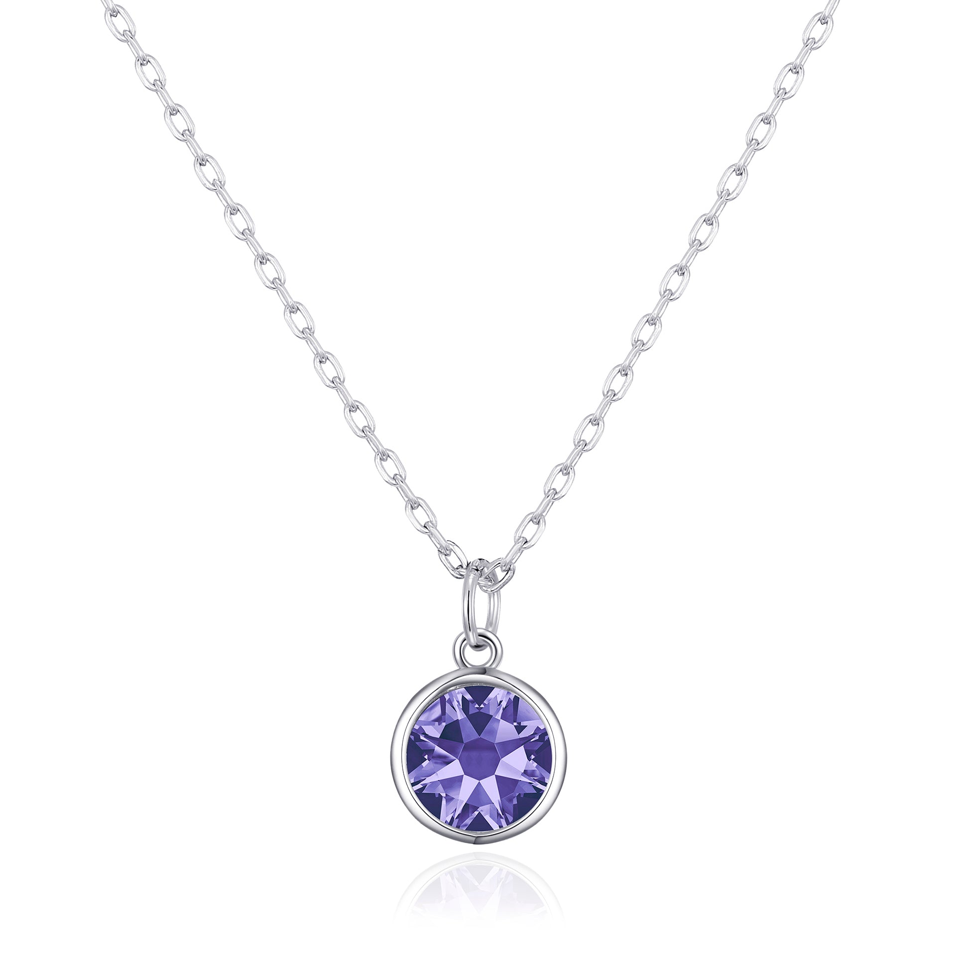 February (Amethyst) Birthstone Necklace Created with Zircondia® Crystals