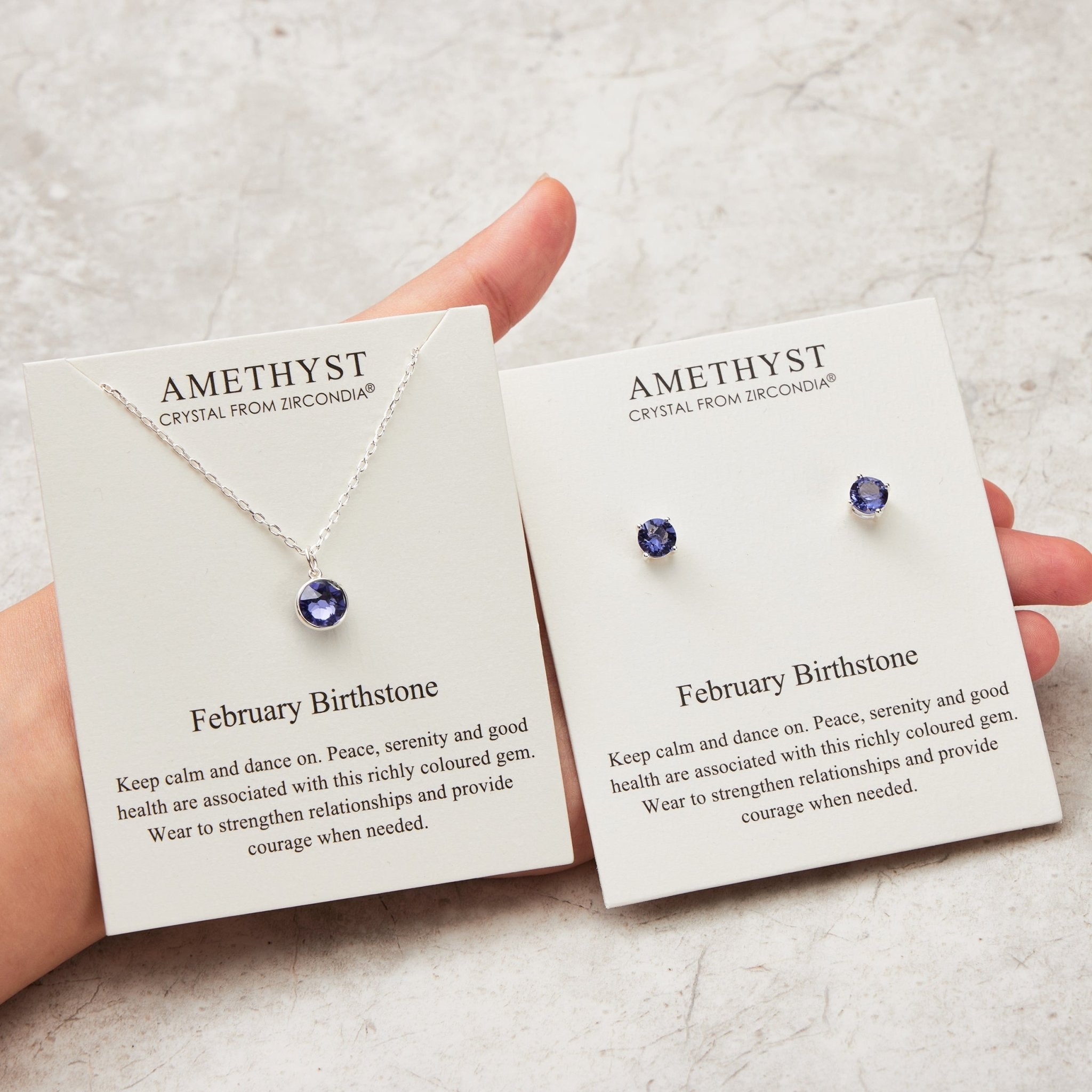 February (Amethyst) Birthstone Necklace & Earrings Set Created with Zircondia® Crystals