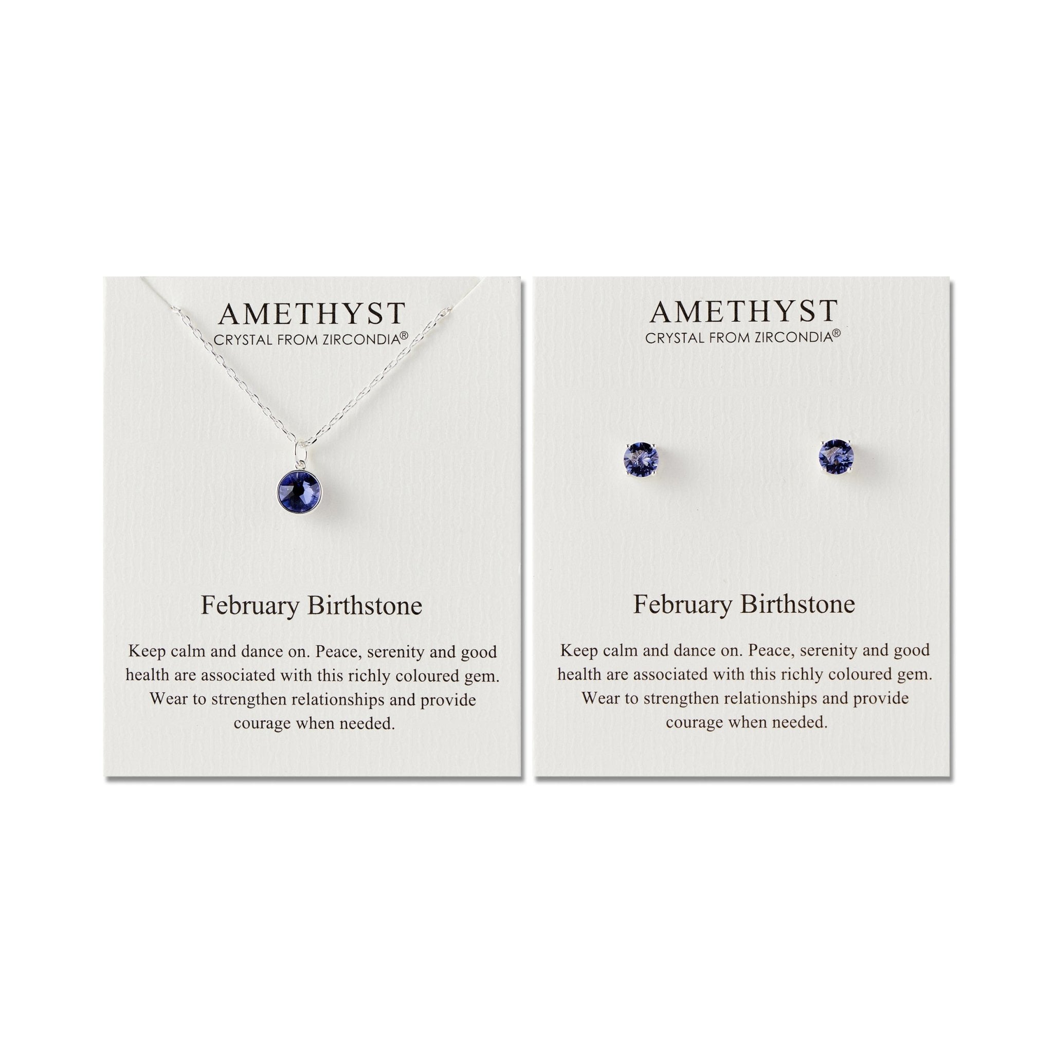 February (Amethyst) Birthstone Necklace & Earrings Set Created with Zircondia® Crystals