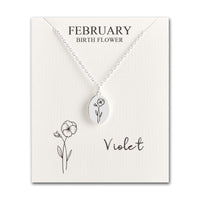 February Birth Flower Violet Necklace with Card