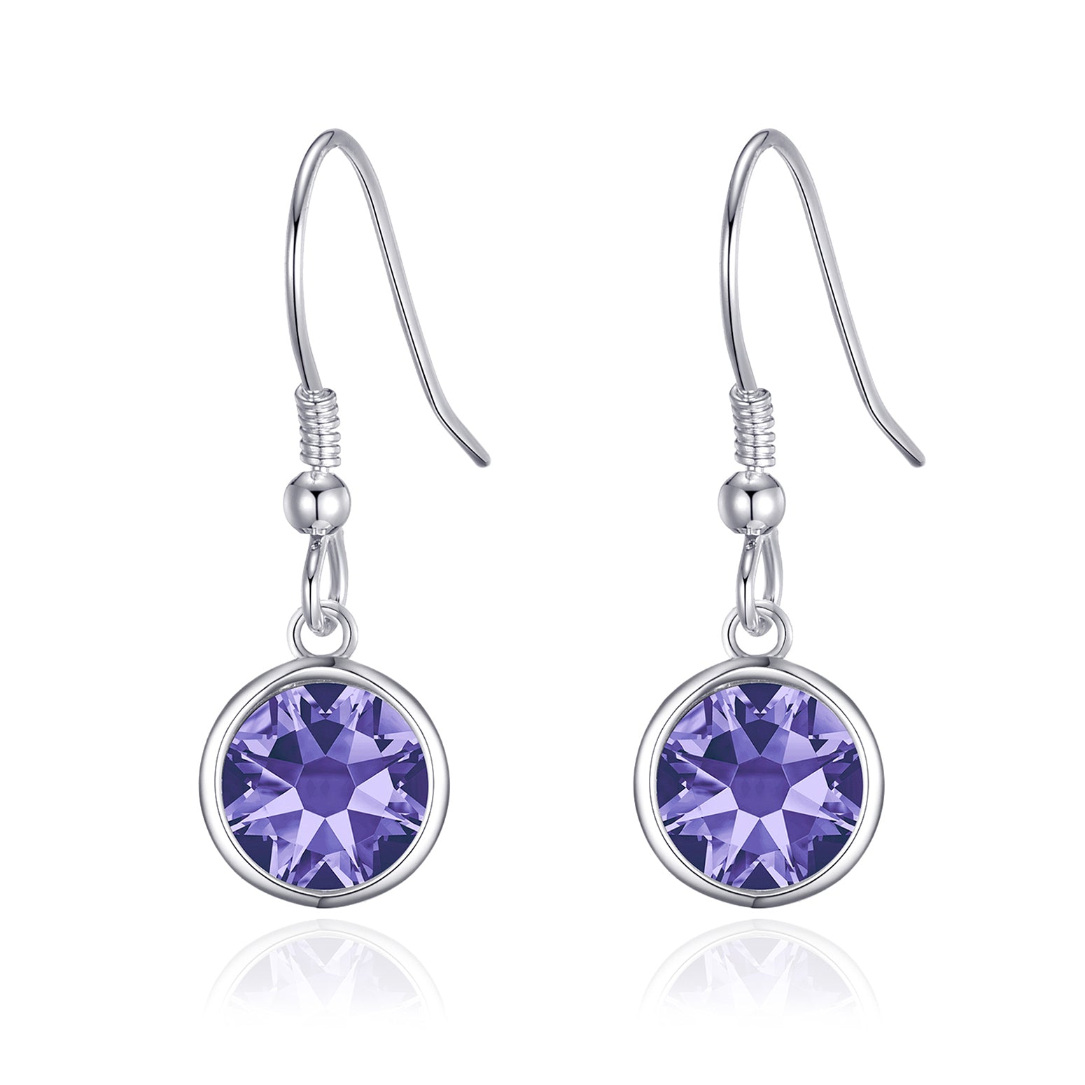 February Birthstone Drop Earrings Created with Amethyst Zircondia® Crystals
