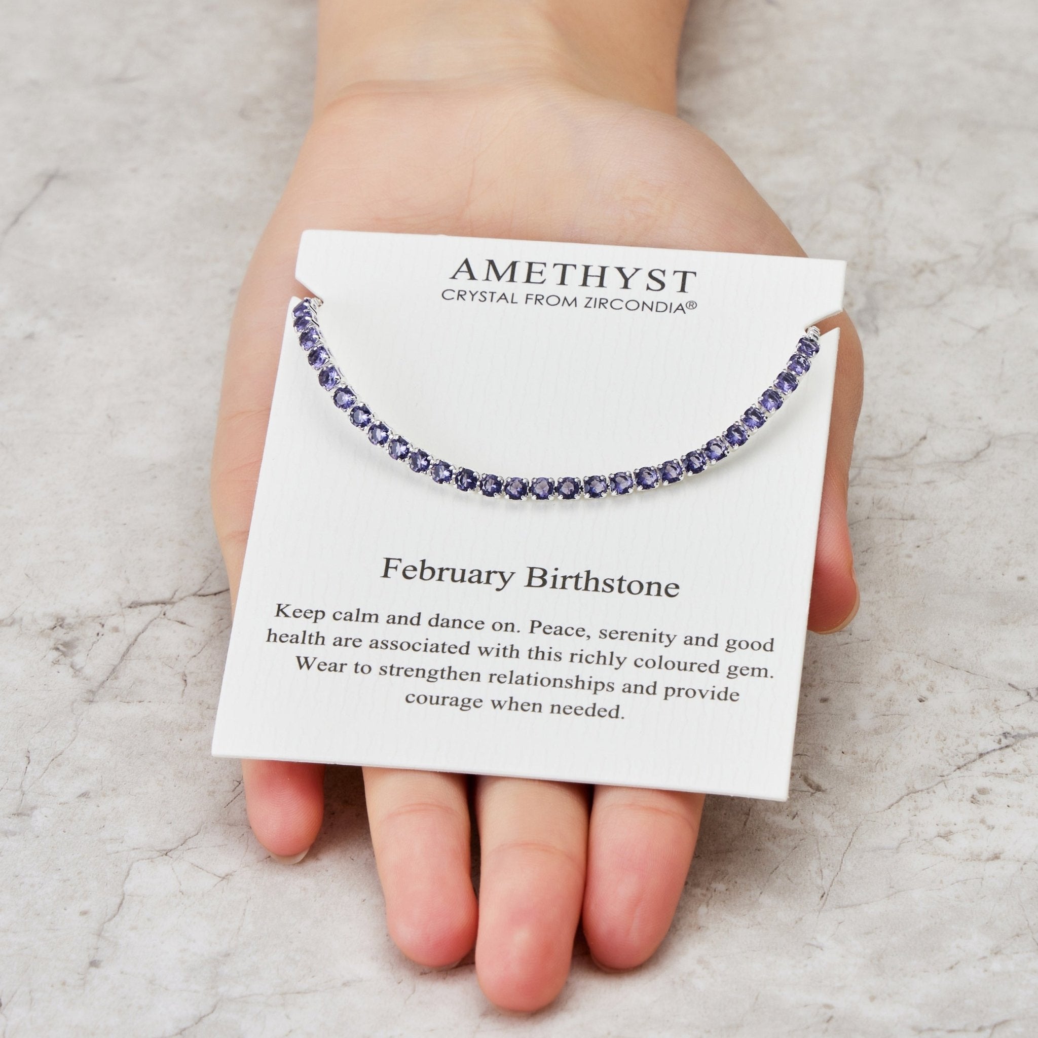 February Birthstone Friendship Bracelet with Amethyst Zircondia® Crystals