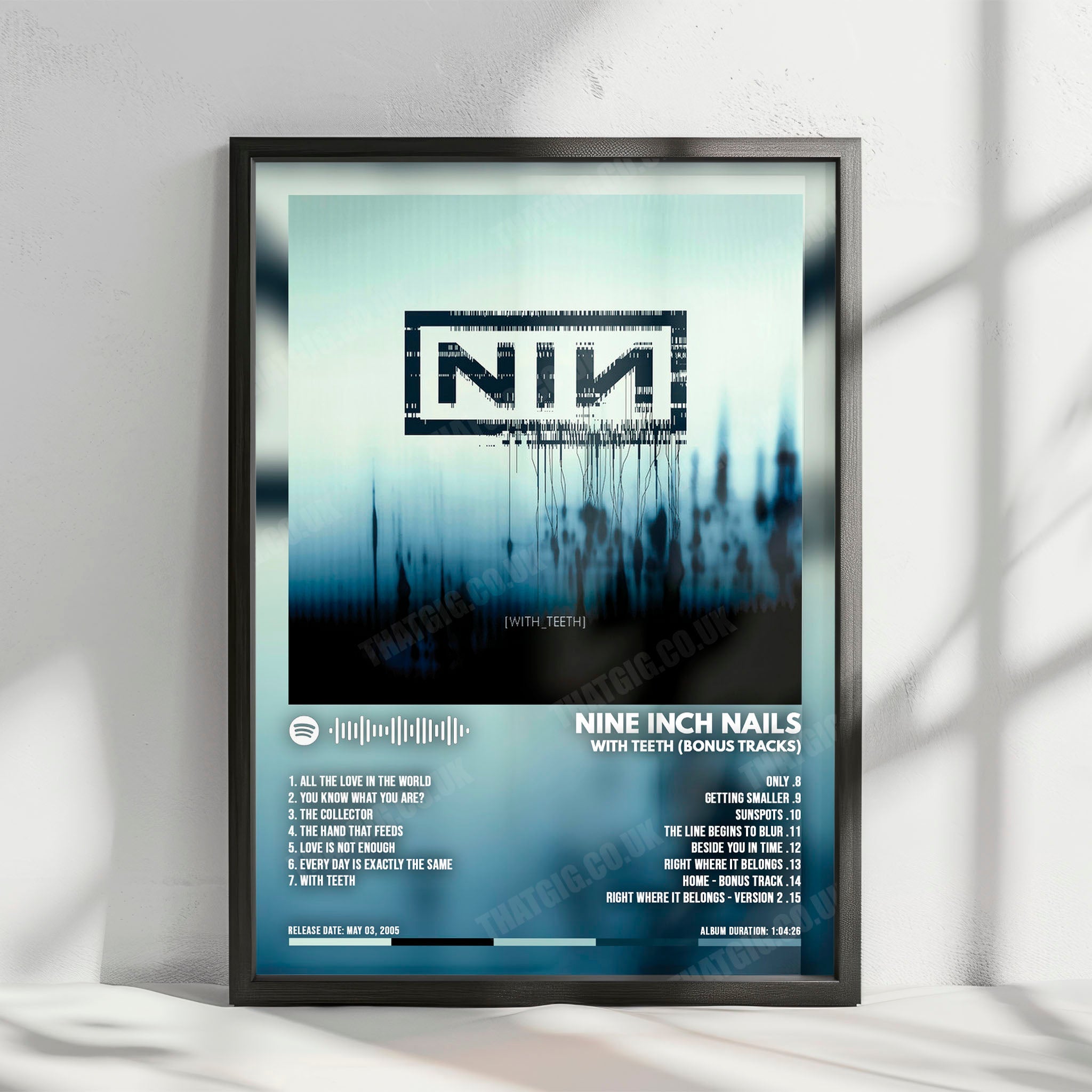 Nine Inch Nails "With Teeth" Album Cover Poster - with Complete Tracklist
