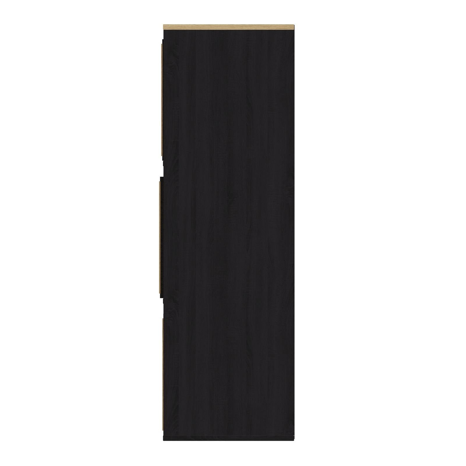 Kube Sideboard Black & Light Oak 3 Shelves 3 Drawers