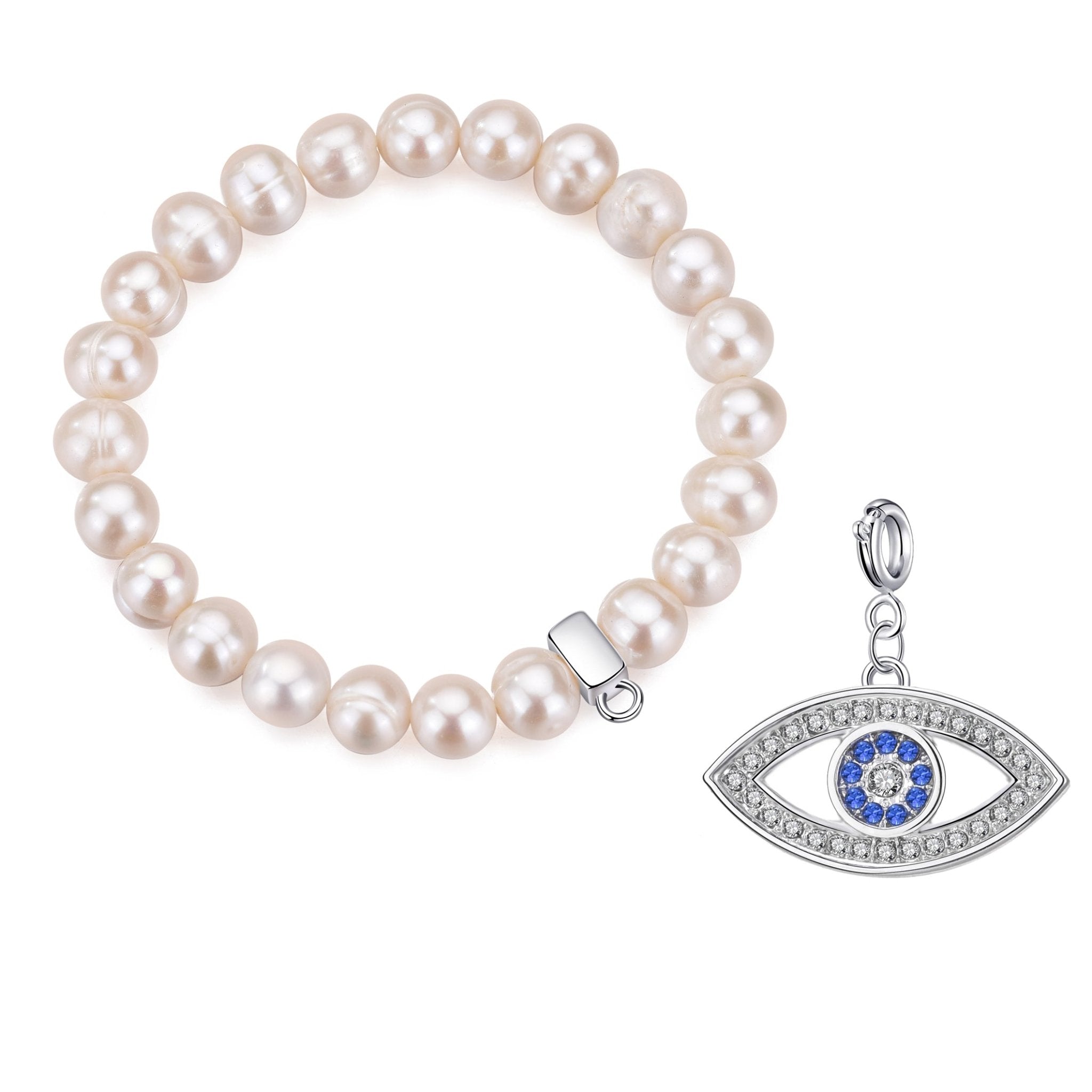 Freshwater Baroque Pearl Stretch Bracelet with Charm Created with Zircondia® Crystals