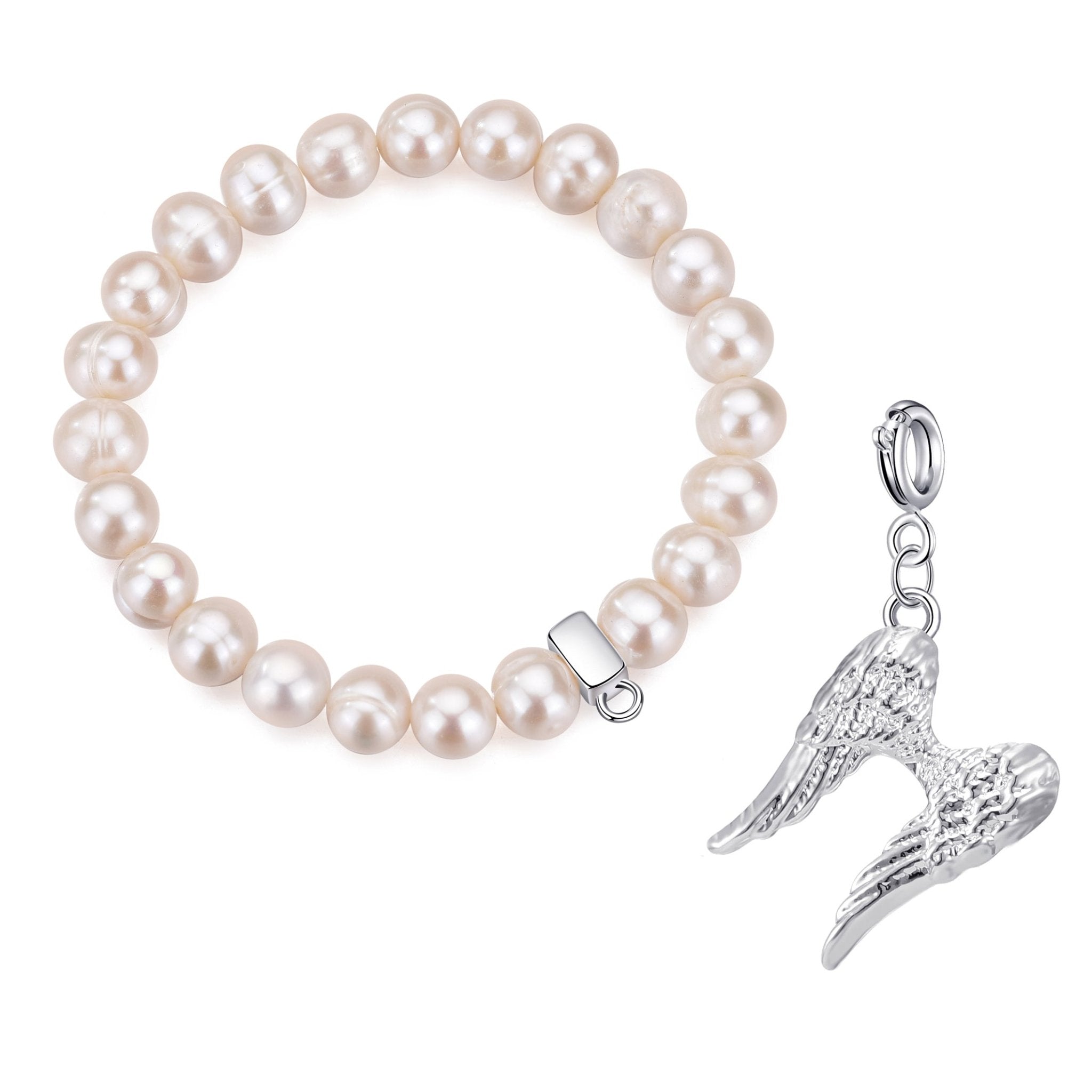 Freshwater Baroque Pearl Stretch Bracelet with Charm Created with Zircondia® Crystals