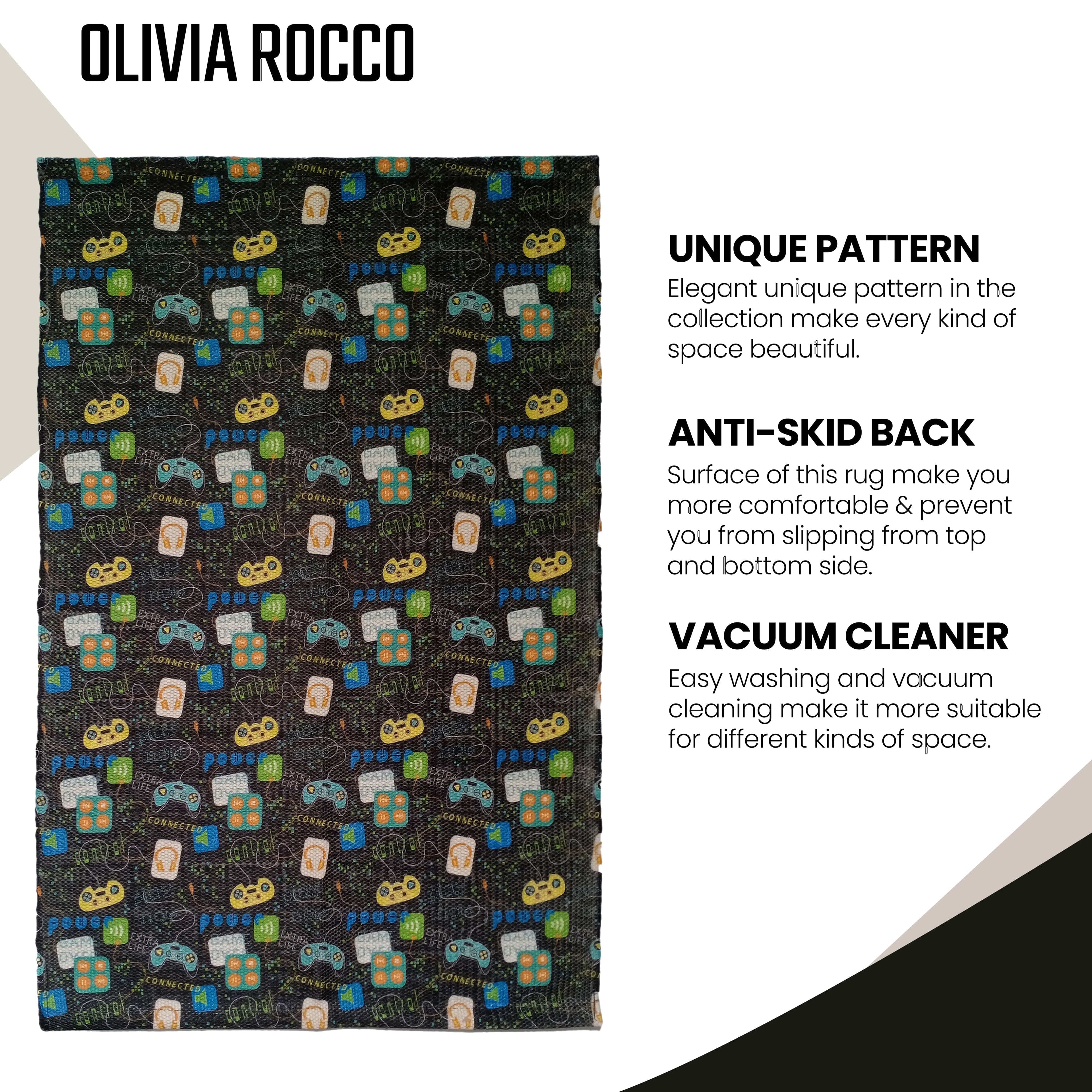 Gamer Printed Rug Modern Non-Slip Soft Durable Floor Rug for Living Room Bedroom Hallway & Office by OLIVIA ROCCO