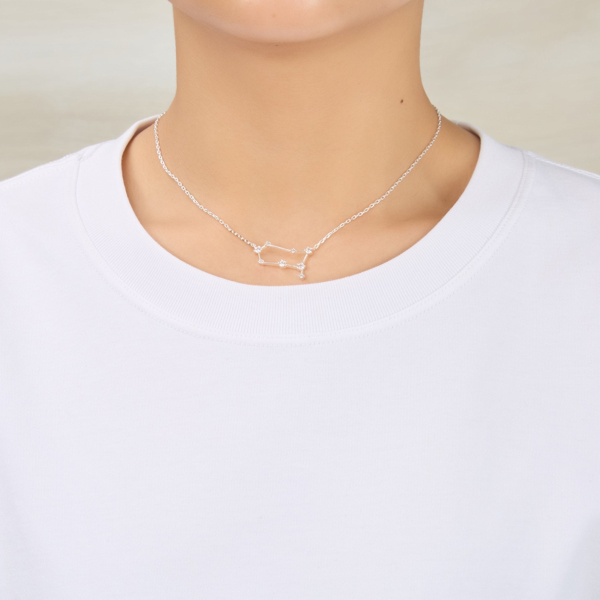 Gemini Star Sign Zodiac Constellation Necklace with Zircondia® Crystals