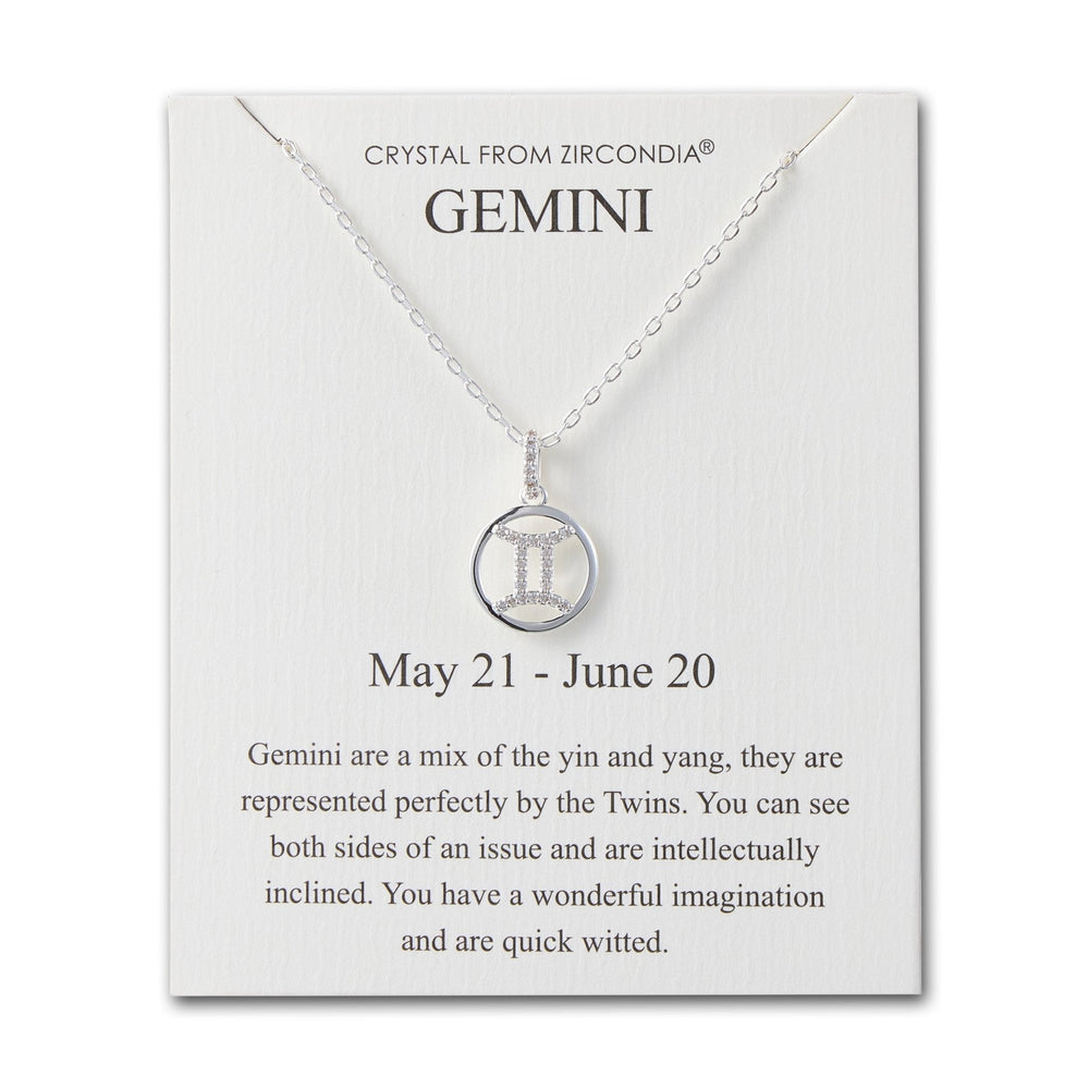 Gemini Star Sign Zodiac Necklace and Quote Card with Zircondia® Crystals