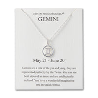 Gemini Star Sign Zodiac Necklace and Quote Card with Zircondia® Crystals