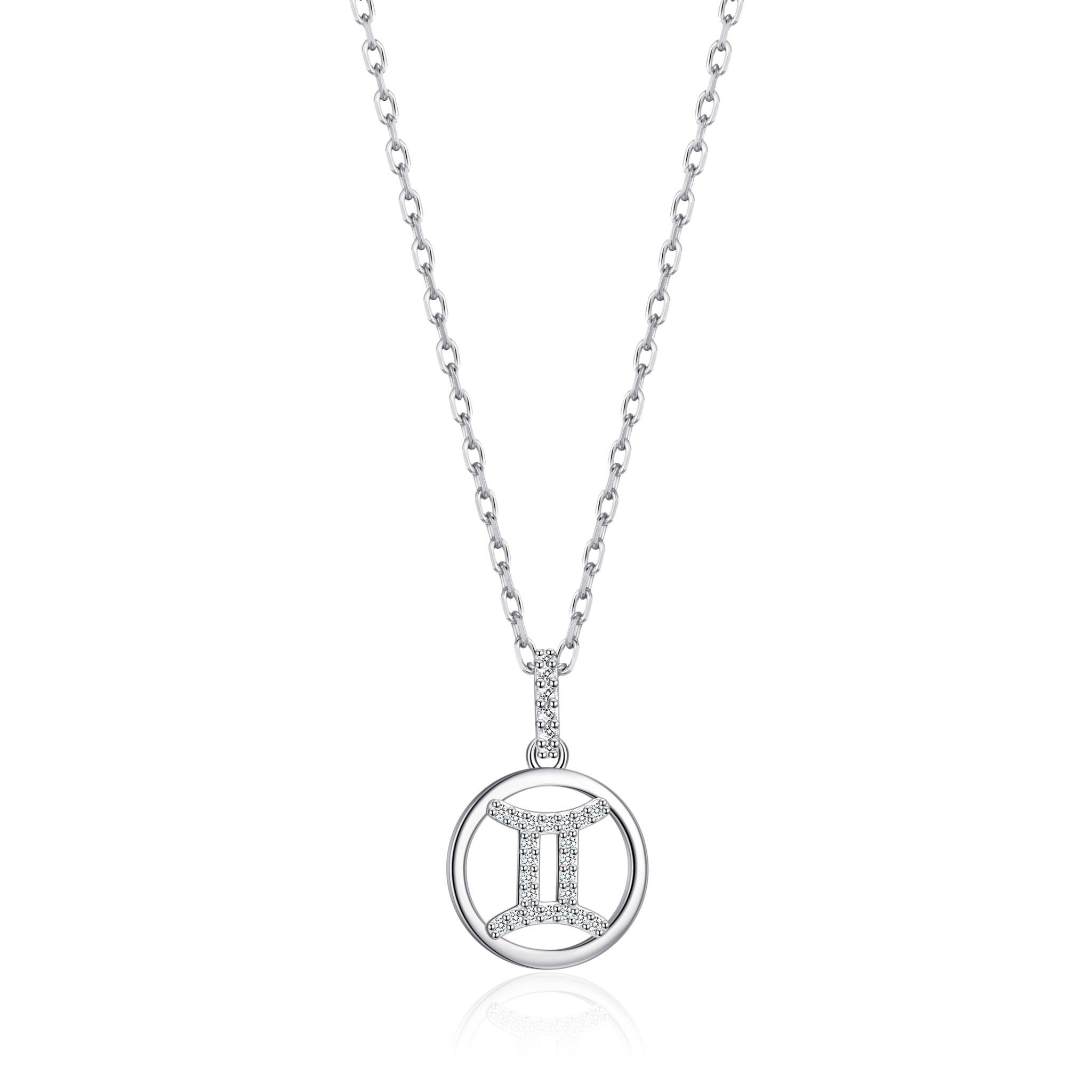 Gemini Star Sign Zodiac Necklace and Quote Card with Zircondia® Crystals