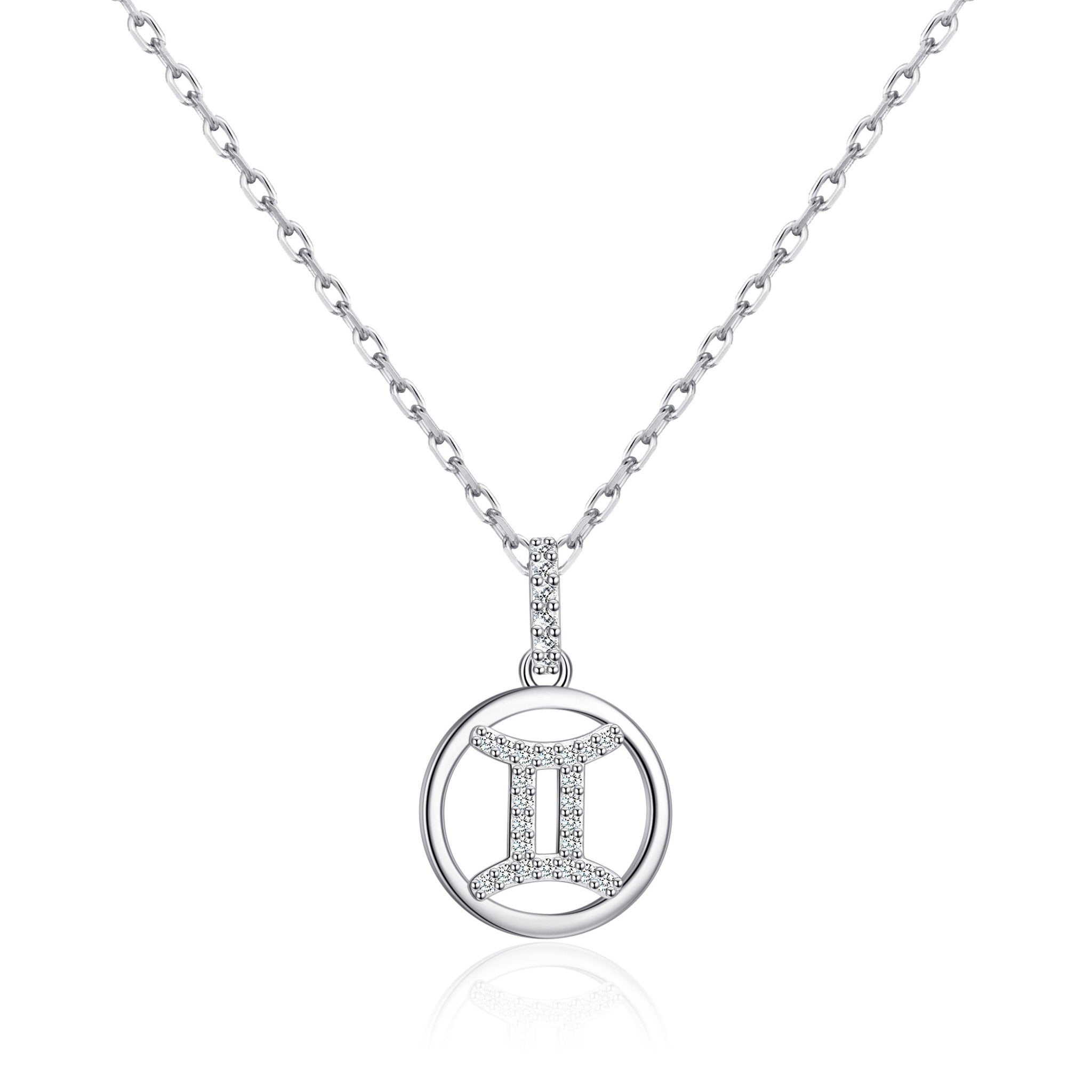 Gemini Star Sign Zodiac Necklace with Zircondia® Crystals